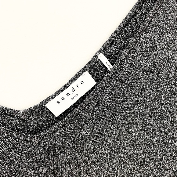 SANDRO short sleeve stretch ribbed top S - Picture 5 of 5